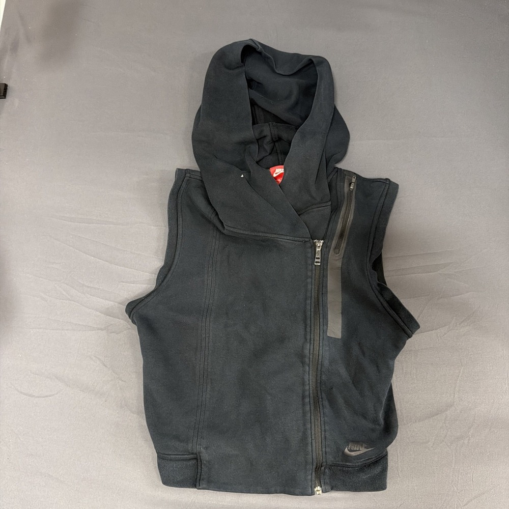 Nike Sportswear Tech Fleece Vest Women's Medium Full Zip Sleeveless Hoodie Black